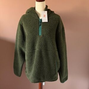 ZELOS Forest Green Sherpa Pullover